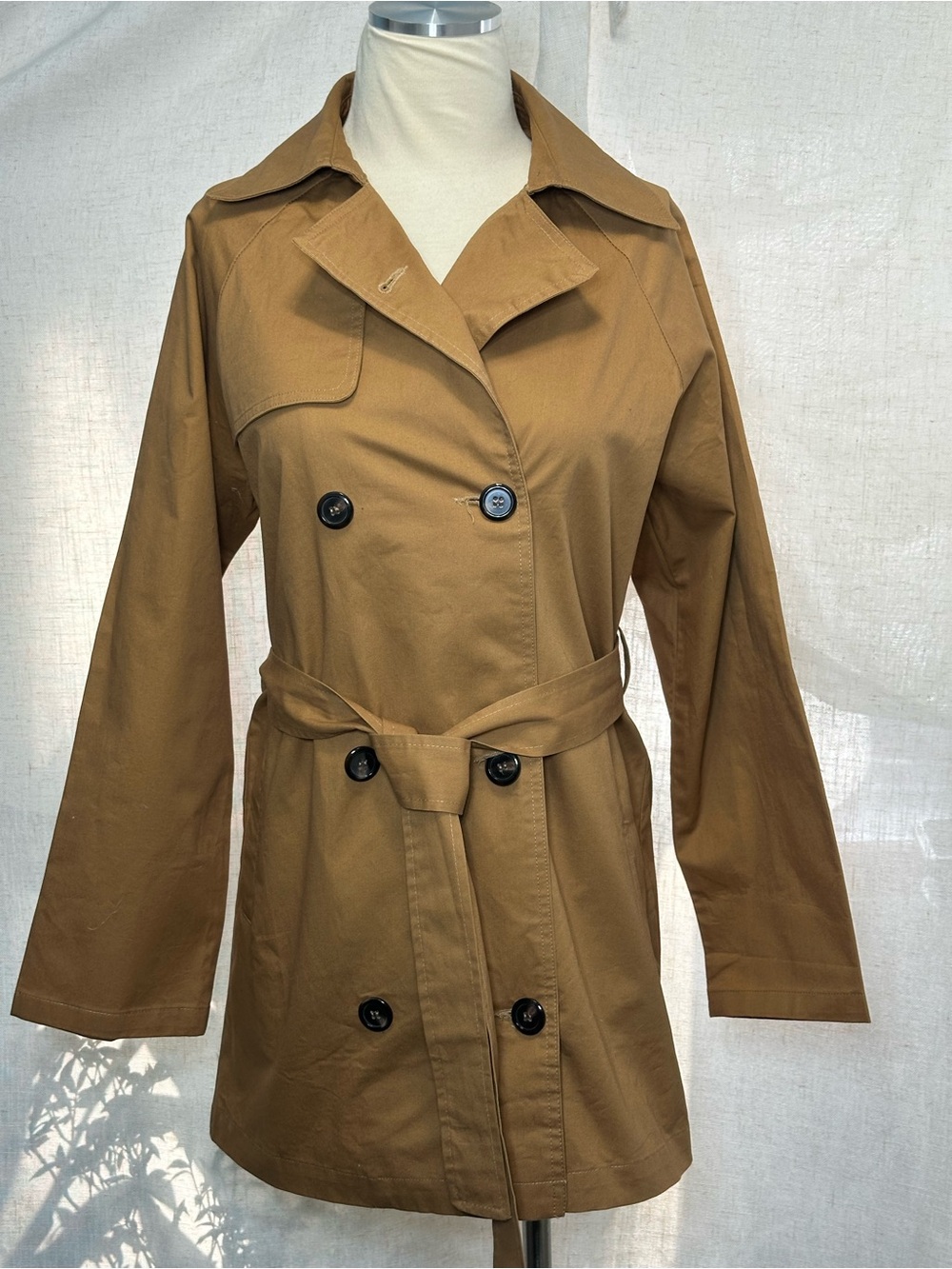 Love Tree Classic Women's Double Breasted Belted Trench Coat/Jacket- Camel